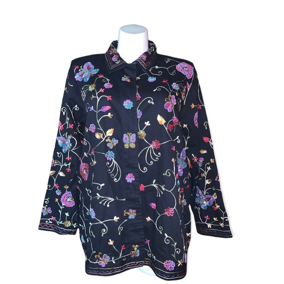 The Quacker Factory Sequins Shacket Button-Down Jacket, Size 1X - Picture 9 of 16